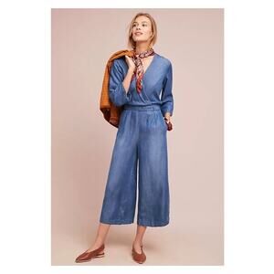 Anthropologie Cloth&Stone Chambray 3/4 Sleeve Jumpsuit Sz.XS